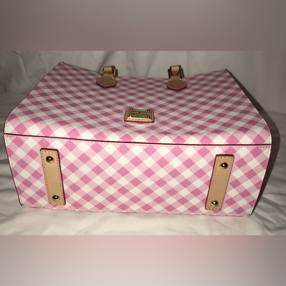 Dooney & Bourke Gingham II Janine Pink and White satchel Crossbody Bag - Picture 7 of 11